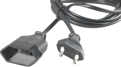 Euro dugós hálózati hosszabbítókábel, fekete, 5 m, H03VVH2-F 2 x 0,75 mm², 1456.0509.2