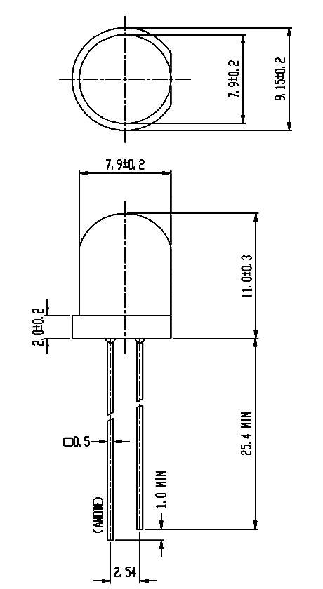 LED 8MM, sárga, 393UYD/S530-A3 2. kép