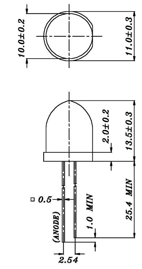 LED 10MM, kék, 1363-2SUBC/C470/S400-A4 2. kép