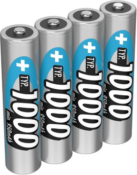 Mikroceruza akku AAA NiMH, 1,2V 1000 mAh, 4 db, Ansmann HR3, HR03, UO100557, DC2400, DC2400B4N, LR03