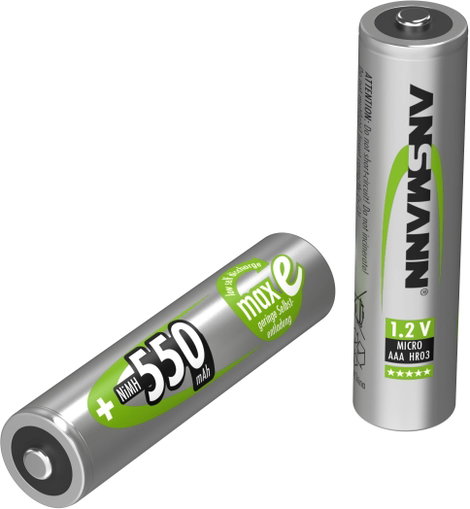 Mikroceruza akku AAA NiMH, 1,2V 550 mAh, 4 db, Ansmann maxE HR3, HR03, UO100557, DC2400, DC2400B4N,  2. kép