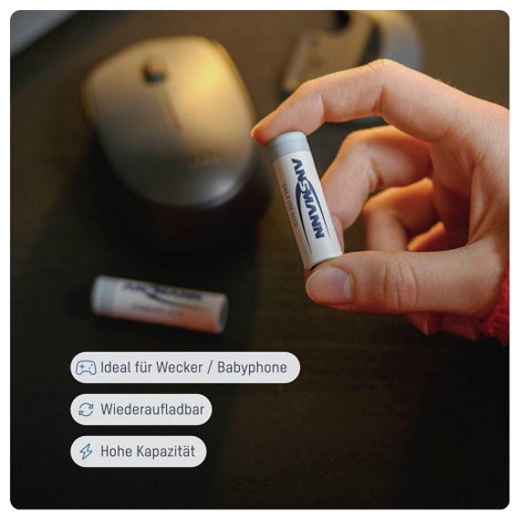 Mikroceruza akku AAA NiMH, 1,2V 550 mAh, 4 db, Ansmann maxE HR3, HR03, UO100557, DC2400, DC2400B4N,  2. kép