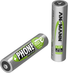 Mikroceruza akku AAA NiMH, 1,2V 550 mAh, 2 db, Ansmann Dect maxE HR3, HR03, UO100557, DC2400, DC2400