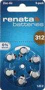 ZA312 hallókészülék elem, cink-levegő, 1,4V, 165 mAh, 6 db, Renata ZA312, PR41 bélyegkép
