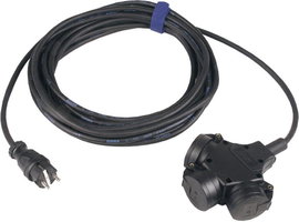 Kültéri, gumi hálózati hosszabbítókábel védőkupakkal, fekete, 10 m, H07RN-F 3G 1,5 mm², SIROX 345.51