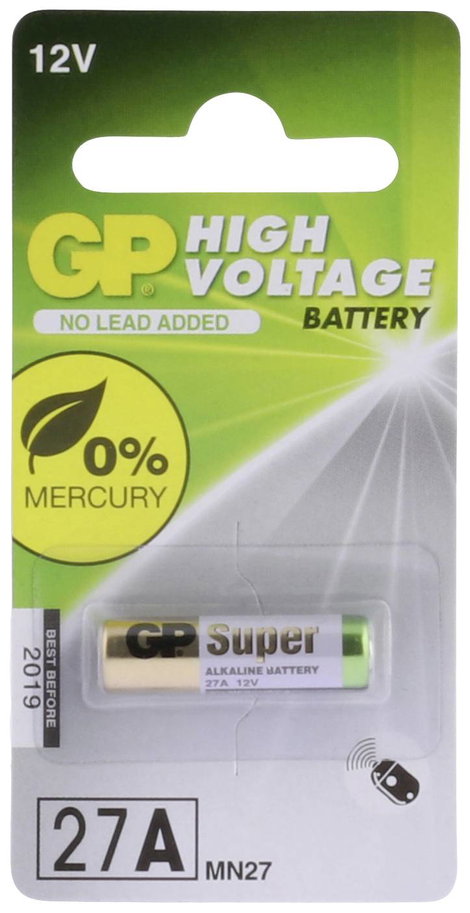 27A alkáli elem, távirányító elem, 12V 19 mAh, GP Super A27, E27A, V27A, V27PX, V27GA, L728, L828, M 3. kép