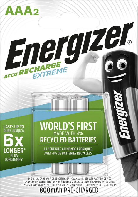 Mikroceruza akku AAA NiMH, 1,2V 800 mAh, 2 db, Energizer Extreme HR3, HR03, UO100557, DC2400, DC2400 2. kép