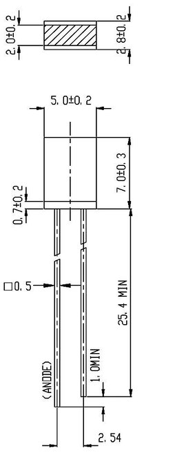 LED, négyszögletes, sárga 514YD/S530-A3