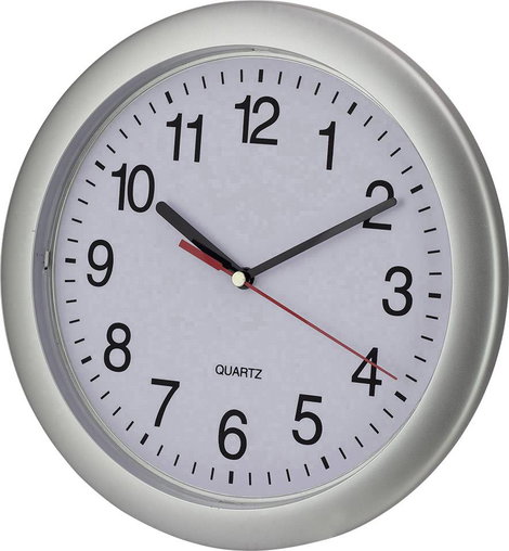 Analóg kvarc falióra, Ø 25 cm, ezüst 2. kép