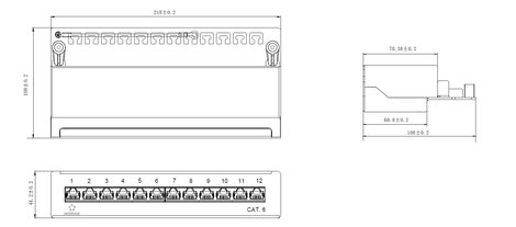 12 portos hálózati patchbox, CAT 6 1 U, Renkforce RF-4456725 4. kép