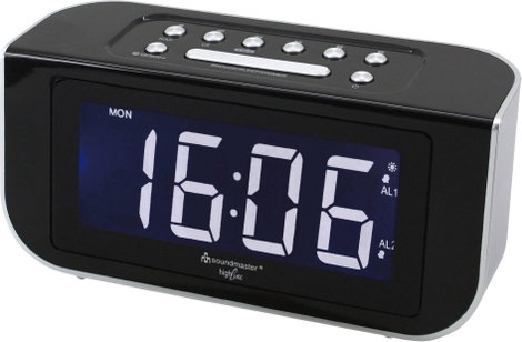Nagykijelzős digitális ébresztőóra, rádiós ébresztőóra, fekete színű SoundMaster FUR4005