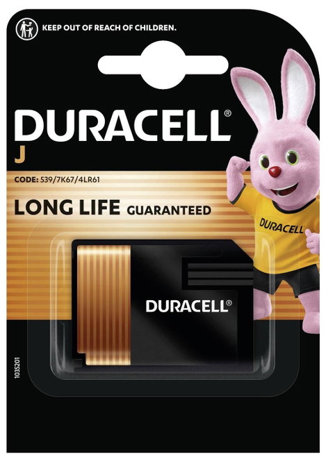 4LR61 alkáli elem, távirányító elem, 6V 500 mAh, Duracell 4LR61, FlatPack, 4018, 7K67, 866, 539, 141