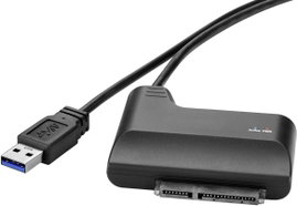 Merevlemez átalakító, 1x USB 3.0 dugó A - 1x SATA kombi dugó, 7+15 pólus, 0,3 m, fekete, Renkforce