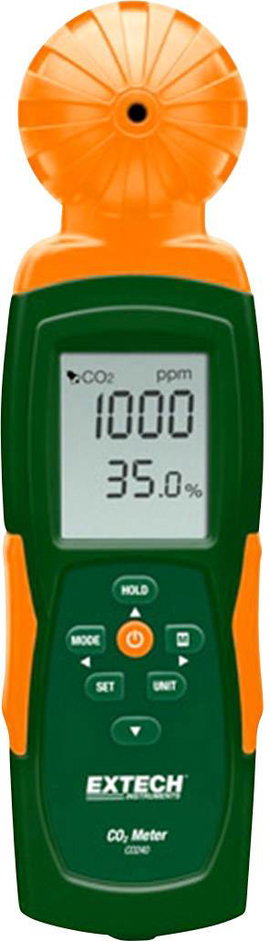 Szén-dioxid mérő és adatgyűjtő, hőmérséklet mérő funkció, 0 - 9999 ppm, Extech CO240