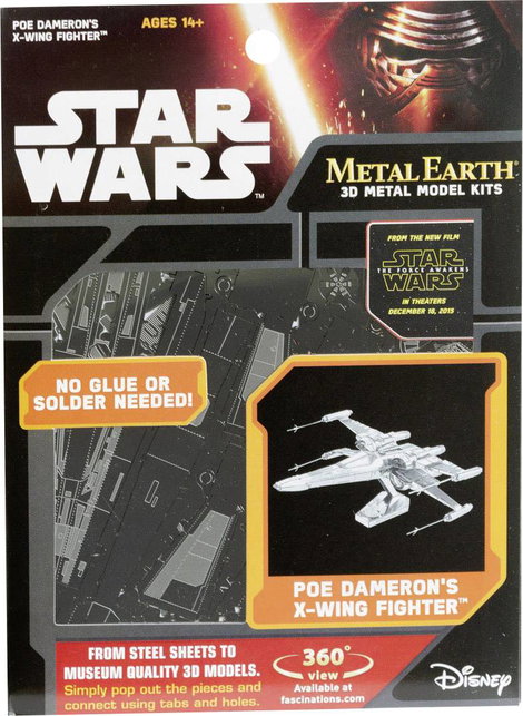 Metal Earth Star Wars Poe Dameron X-Wing repülő 3D lézervágott fémmodell építőkészlet 502665 2. kép