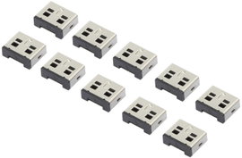 USB port blokkoló dugó, vakdugó, 10db-os készlet, ezüst, Renkforce RF-4463019
