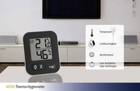Levegő hőmérséklet és páratartalom mérő higrométer TFA MOXX 30.5026.01 5. kép