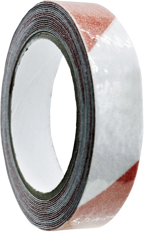 Figyelmeztető jelölő ragasztószalag, piros-fehér csíkos (H x Sz) 9 m x 25 mm TOOLCRAFT ANST259M-RW 2. kép
