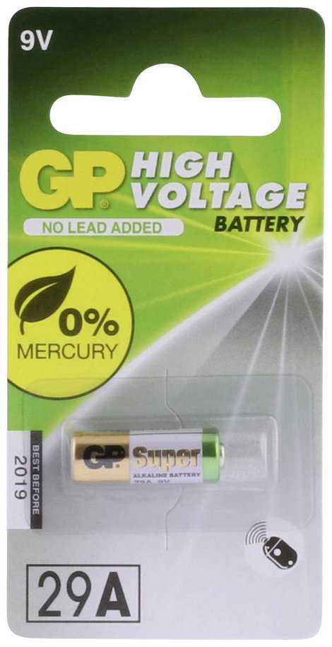 29A alkáli elem, távirányító elem, 9V 20 mAh, GP Super A29, E29A, V29PX, V29GA, V29A, L721, MN29, GP 3. kép