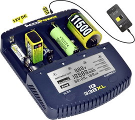 AccuPower IQ338XL Hengeres akku töltő NiCd, NiMH, Lítiumion 10340, 10350, 10440, 10500, 12500, 12650