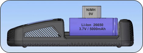 AccuPower IQ338XL Hengeres akku töltő NiCd, NiMH, Lítiumion 10340, 10350, 10440, 10500, 12500, 12650 4. kép
