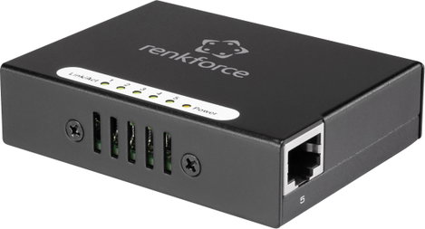 5 portos hálózati switch, RJ45 Ethernet elosztó, USB tápellátással 100 Mbit/s Renkforce 1483811 4. kép
