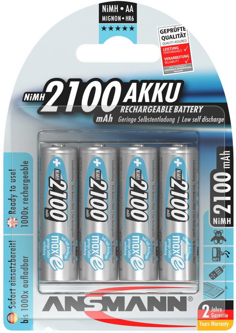Ceruza akku AA, NiMH, 1,2V 2100 mAh, 4 db, Ansmann maxE LR06, AA, LR6, AAB4E, AM3, 815, E91, LR6N 6. kép