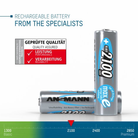 Ceruza akku AA, NiMH, 1,2V 2100 mAh, 4 db, Ansmann maxE LR06, AA, LR6, AAB4E, AM3, 815, E91, LR6N 9. kép