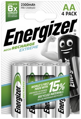 Ceruza akku AA, NiMH, 1,2V 2300 mAh, 4 db, Energizer Extreme LR06, AA, LR6, AAB4E, AM3, 815, E91, LR