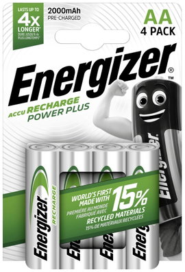 Ceruza akku AA, NiMH, 1,2V 2000 mAh, 4 db, Energizer Power Plus LR06, AA, LR6, AAB4E, AM3, 815, E91,