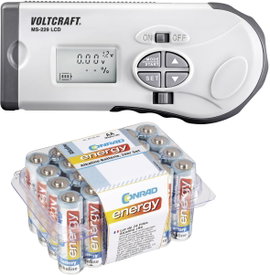 Elemvizsgáló készülék MS-229 LCD + Conrad Energy alkáli ceruzaelem készlet, 24 db, Voltcraft
