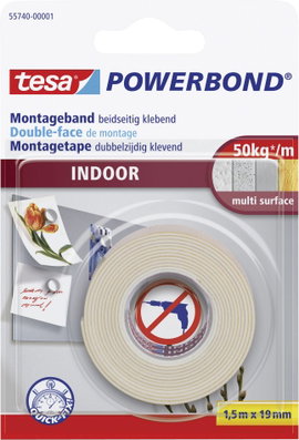 Tesa kétoldalas ragasztószalag extra erős ragasztó felülettel, fehér 1,5mx19mm