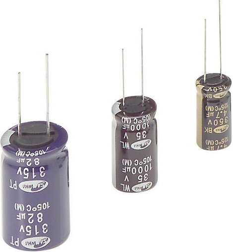 Elektrolit kondenzátor, radiális, álló, RM 5 mm 220 µF 25 V 20 % Ø 8 x 11,5 mm Samwha WB1E227M0811MP