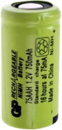 2/3 AA akku NiMH 1.2V 750 mAh, Flat-Top, GP Batteries GP75AAH bélyegkép