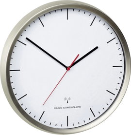 Rádiójel vezérelt analóg falióra, halk, rozsdamentes acél, 305 x 48 mm, TFA 60.3521.02