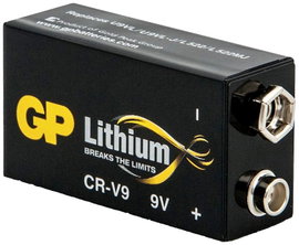 9V-os elem, lítium, 9V, 800 mAh, GP CR-9V 6LR61, 6LR21, 6AM6, 6LP3146, MN1604, A1604, E Block, LR22