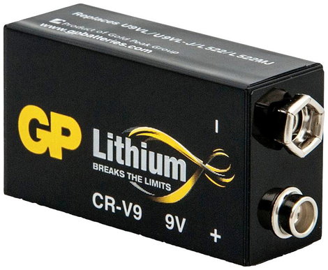 9V-os elem, lítium, 9V, 800 mAh, GP CR-9V 6LR61, 6LR21, 6AM6, 6LP3146, MN1604, A1604, E Block, LR22