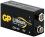 9V-os elem, lítium, 9V, 800 mAh, GP CR-9V 6LR61, 6LR21, 6AM6, 6LP3146, MN1604, A1604, E Block, LR22 bélyegkép
