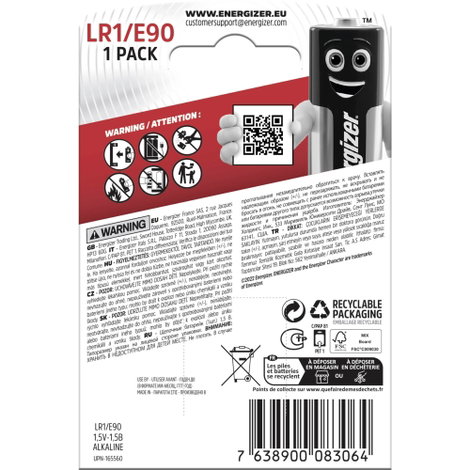 Lady elem N, alkáli mangán, 1,5V, Energizer N, LR1, LR01, E90, LR1-N, LR1/E90, 4001, AM5, KN 2. kép