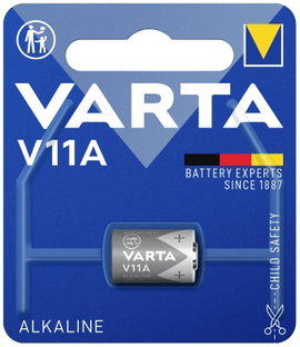 11A alkáli elem, távirányító elem, 6V 38 mAh, Varta Professional A11, E11A, V11A, V11PX, V11GA, L101