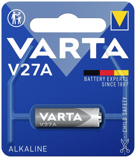 27A alkáli elem, távirányító elem, 12V 21 mAh, Varta Professional A27, E27A, V27A, V27PX, V27GA, L72
