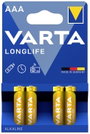 Mikroelem AAA, alkáli mangán, 1,5V, 4 db, Varta Longlife LR03, AAA, LR3, AM4M8A, AM4, S bélyegkép