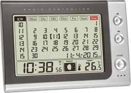 Rádiójel vezérelt digitális ébresztőóra és naptár, antracit/ezüst, TFA 60.2529.54