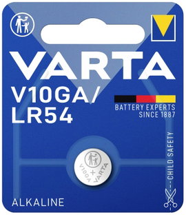 LR54 gombelem, alkáli mangán, 1,5V, 50 mAh, 1 db, Varta AG10, V10GA, G10A, 10GA, 189, GP189, L1130, 