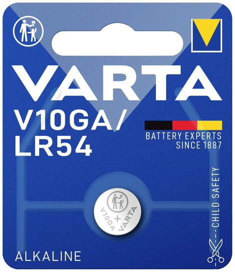 LR54 gombelem, alkáli mangán, 1,5V, 50 mAh, 1 db, Varta AG10, V10GA, G10A, 10GA, 189, GP189, L1130,