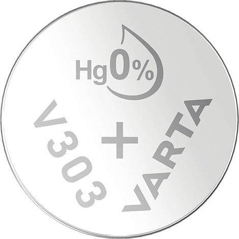 303 gombelem, ezüstoxid, 1,55V, 160 mAh, Varta SR44SW, SR44, SR1154, V303, D303, A, 280‑08, SB‑A9, R