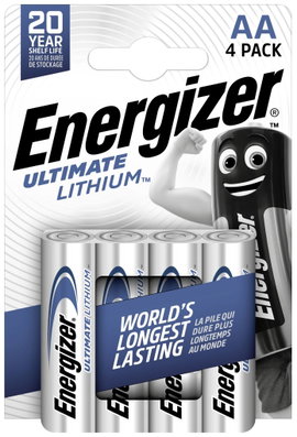 Lítium ceruzaelem AA 1,5V 3000 mAh 4 db, Energizer Ultimate LR06, AA, LR6, AAB4E, AM3, 815, E91, LR6