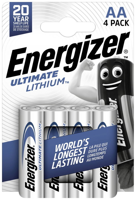 Lítium ceruzaelem AA 1,5V 3000 mAh 4 db, Energizer Ultimate LR06, AA, LR6, AAB4E, AM3, 815, E91, LR6