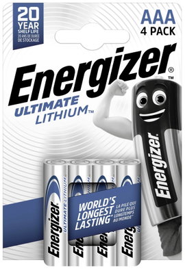 Lítium mikroelem AAA 1,5V 1250 mAh 4 db, Energizer Hi Energy LR03, AAA, LR3, AM4M8A, AM4, S