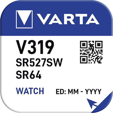 319 gombelem, ezüstoxid, 1,55V, 16 mAh, Varta R527SW, SR64, SR527, V319, D319, 615, 280‑60, SB‑AE, S 4. kép